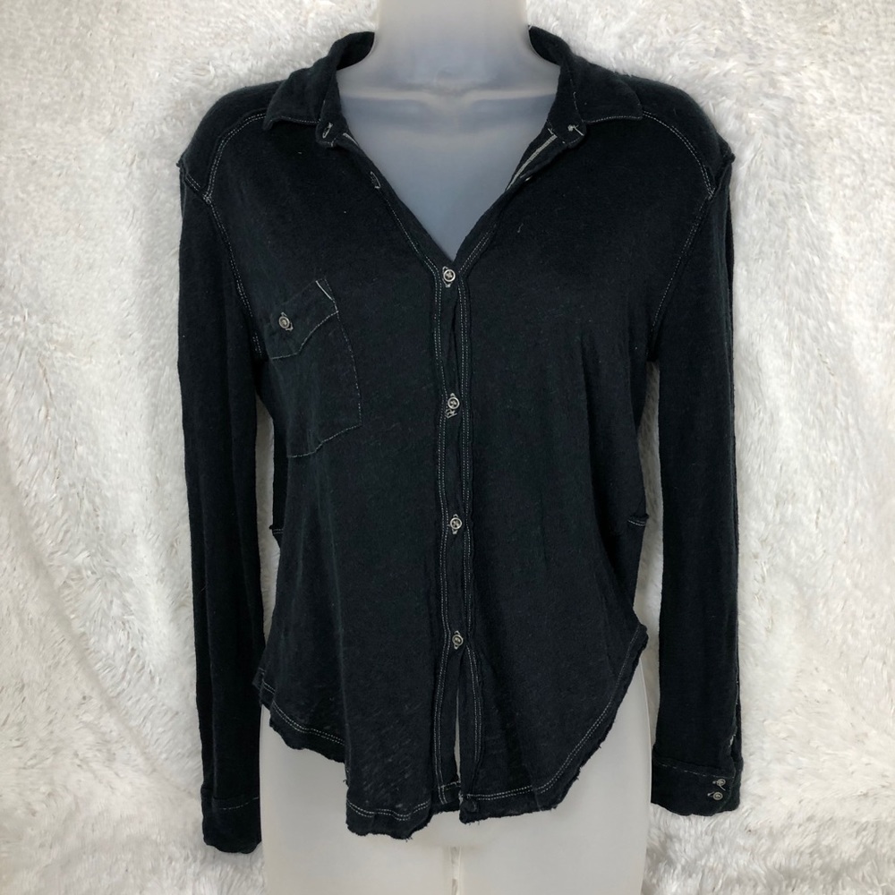 FP distressed long sleeve button down